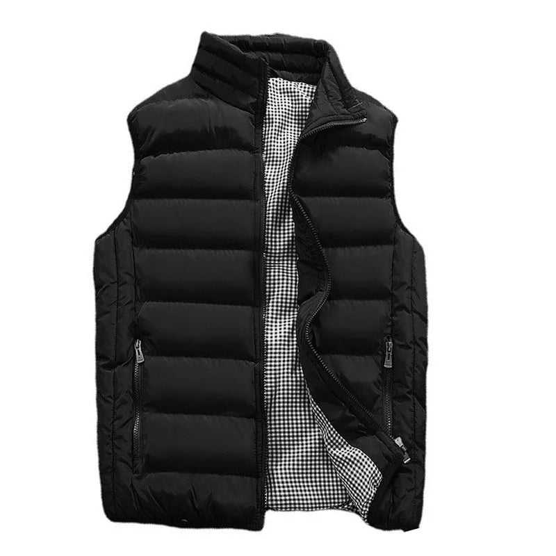 Colete de algodão grosso à prova de vento masculino, casaco casual, colete quente, jaqueta sem mangas, inverno, colete